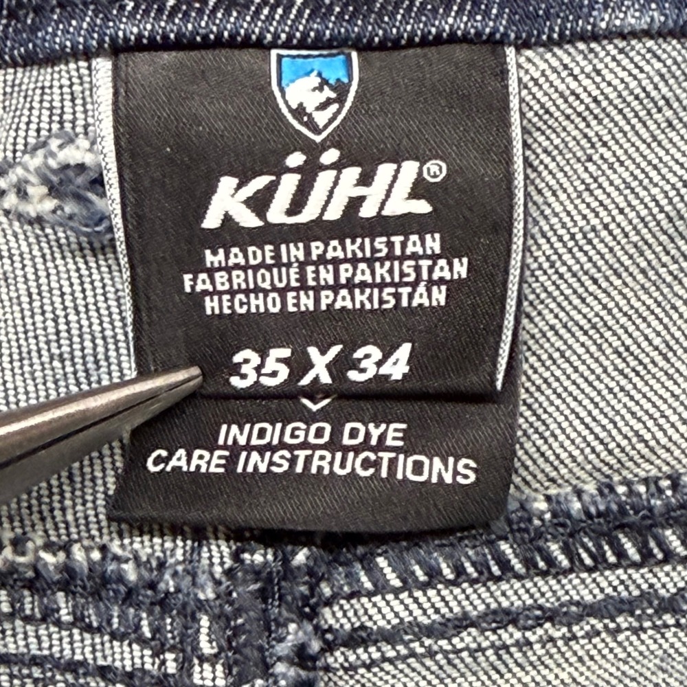 Kuhl Kanvus Jean Mens 35x34 Indigo Blue Straight Leg Outdoor Performance Pants - Picture 2 of 7